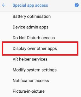 Så här inaktiverar du visning över andra appar på Android Oreo