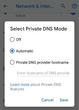 Ändra DNS på Android 9 Pie