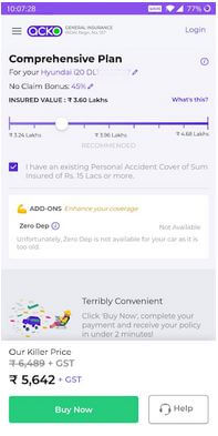 Acko Car and Bike Insurance App för Android