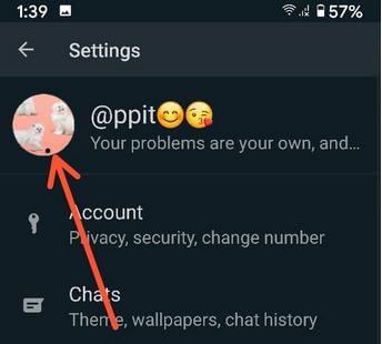 Ställ in profilbild på WhatsApp för Android