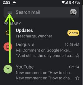 Så här aktiverar du Gmail Dark Mode Android 10