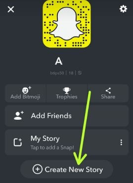 Skapa ny historia på Snapchat Android-enheter
