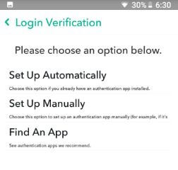 Så här ställer du in inloggningsverifiering på Snapchat android
