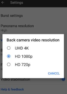 fånga 4k-video i Google Pixel-telefon