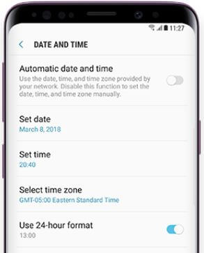 Hur man ändrar tid på Galaxy S9 och Galaxy S9 Plus